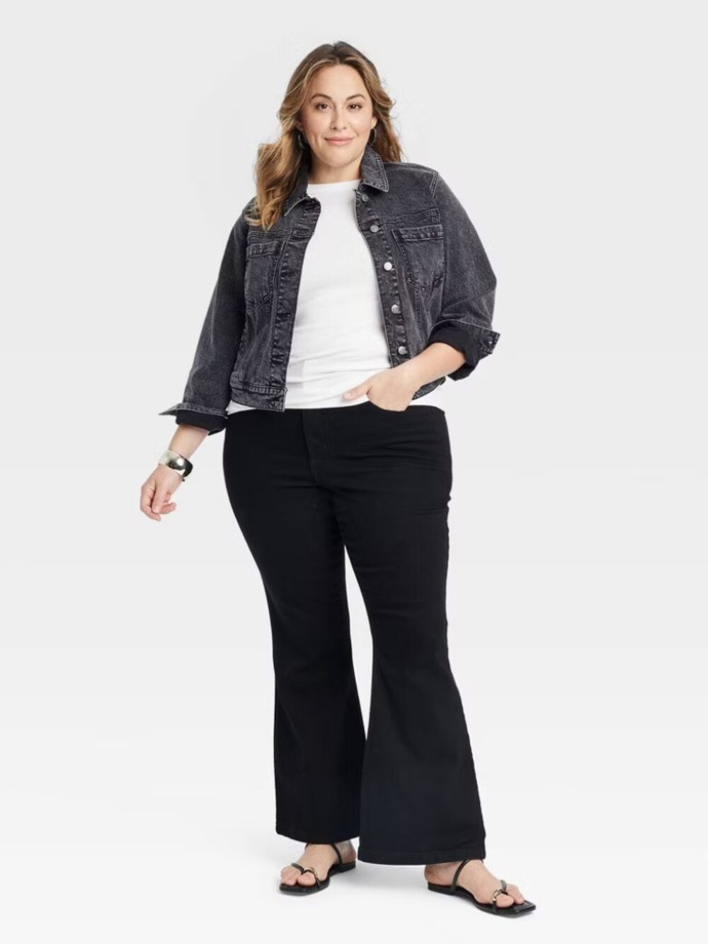 NWT Ava & Viv Black High Rise Flare Jeans Denim Plus Size 22